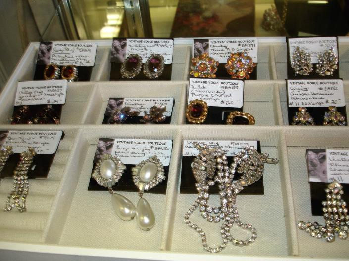 Lots of vintage earrings and jewelry from Vintage Vogue Boutique!